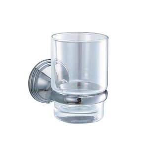 Mouthwash Cup Holder Zinc Alloy Base Glass Chrome Wall Mounted <b>Bathroom</b> <b>Accessories</b> for <b>Bathroom</b> - Product Image 2