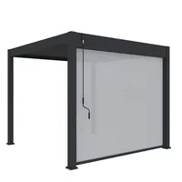 Pergola entièrement en aluminium avec toit à lames orientables manuellement pour la protection contre le vent et la pluie, idéale pour jardin, gazebo, auvent, cadre thermolaqué.