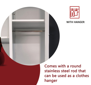 خزانة فولاذية بباب منزلق 3 أبواب مع درج مرآة مقاومة للرطوبة حديثة قابلة للطي للاستخدام في غرف النوم والفنادق والمدارس - Product Image 3