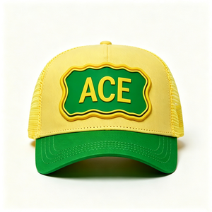 Gorra Trucker Personalizada con Parche de Goma, Dos Tonos Amarillo y Verde, Malla Trasera, Unisex, para Deportes al Aire Libre de Verano - Product Image 4