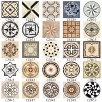 Médaillon de carrelage de sol en marbre naturel Foyer Cream Marfil, motif Waterjet
