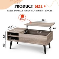 Table basse multifonctionnelle en bois avec plateau relevable, ensemble moderne pour le thé, table basse intelligente, table basse de salon