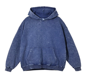 เสื้อฮู้ดดี้และเสื้อสเวตเชิ้ตผู้ชาย FLOWORA ปักลาย ล้างสีแบบแอซิดวอช ทรงโอเวอร์ไซส์ ผ้าถักเนื้อนุ่ม 380 กรัม แบบซันเฟด - Product Image 2