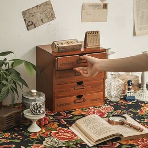 Modern Rectangle <b>Solid</b> <b>Wood</b> Lacquer Five-layer Storage Box Drawer Design Sustainable Home Office <b>Desk</b> Organizer - Product Image 1
