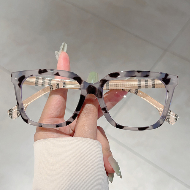 Vintage Colorful Big Size Thick PC Frame Square Unisex Glasses Crystal Color Women Optical Anti-Blue Light Eyewear