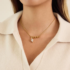 Collar ERESI HOT de Acero Inoxidable Chapado en Oro de 18k, Joyería NUEVA, Estilo Bohemio, Exquisito, con Tornillos, Diseño Único, con Circonita en Forma de Lágrima - Product Image 2