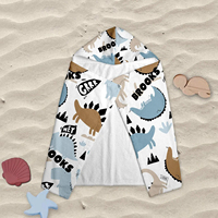 Serviette de plage poncho à capuche personnalisée pour enfants, motif camion et dinosaure, super douce, écologique, cadeau personnalisé avec nom pour la salle de bain