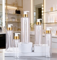 Botellas de Plástico PET Transparentes/Blancas/Ámbar de 300ml/500ml con Bomba Dosificadora para Champú, Loción, Cosméticos, Cuidado Corporal y Productos de Belleza