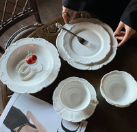 Personnalisation - Service de table en porcelaine émaillée à motif rose, style industriel moderne français, écologique et sans BPA, pour café