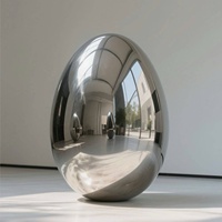 Dekorative Outdoor-Gartendekoration Riesige Spiegel-Ei-Statue Große Metallische Moderne Kunstskulptur Ei-Form Maßgefertigter Edelstahl Gold