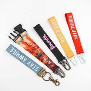 Custom Eagle Hook <b>Key</b> Carabiner Short Polyester <b>Lanyard</b> Strap Keychain - Product Image 1
