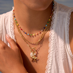 Collar <span class=keywords><strong>de</strong></span> Acero Inoxidable con Diseño <span class=keywords><strong>de</strong></span> Océano para Mujer, Resistente al Agua, con Dije <span class=keywords><strong>de</strong></span> Concha <span class=keywords><strong>de</strong></span> Estrella <span class=keywords><strong>de</strong></span> Mar y Perla, Joyería <span class=keywords><strong>de</strong></span> Playa, Cadenas para Mujer - Product Image 1