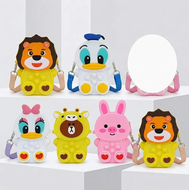 Silicone Cartoon Crossbody Coin Purse for Girls-Waterproof Ultra-light Breathable Antibacterial Open Closure