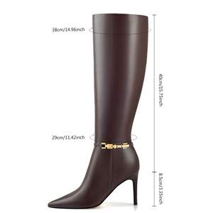 Sepatu bot tinggi lutut kustom sepatu bot tinggi Stiletto ujung lancip wanita sepatu bot panjang hak tinggi seksi sepatu mode dengan ritsleting samping - Product Image 2