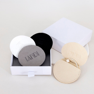 Custom Logo Stylish Small <b>Gift</b> Pouch Packaging Round Shape Ring Pouch Round Jewelry Pouch Custom Box Packaging for Bracelet - Product Image 5