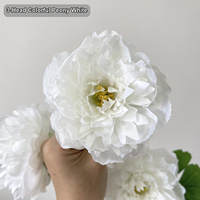 Pivoine Artificielle HGA à 3 Têtes, Fleur en Soie Synthétique Bleue, Rouge, Jaune pour Décoration de Salon, Centre de Table, Fournisseur en Gros