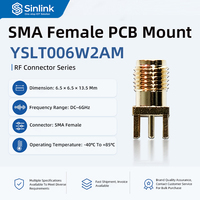 Right Angle SMA Female PCB Mount Connector 50 Ohm DC-6GHz Through Hole Solder 4 Pin Flange Jack for 4G 5G WiFi RF Module Board