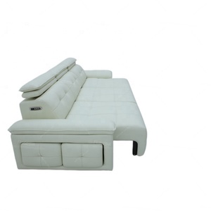 Divano Letto Elettrico in Vera Pelle - Struttura Modulare in Legno, 2 Posti, Doppio Uso, Estensibile, Convertibile, Pieghevole, per Soggiorno, Nuovo, Nero - Product Image 5