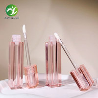 Tube de brillant à lèvres haut de gamme rose carré, tube vide pour brillant à lèvres, emballage cosmétique, flacon transparent pour brillant à lèvres, emballage pour lèvres