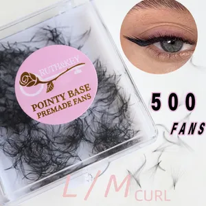 Extensions <span class=keywords><strong>de</strong></span> <span class=keywords><strong>cils</strong></span> en éventail préfabriqués L M 6D 10D, 500 <span class=keywords><strong>cils</strong></span> faits à la main, <span class=keywords><strong>bouquet</strong></span> parfait, fibre PBT coréenne, volume russe - Product Image 1