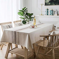 Nappe sur mesure moderne et simple avec broderie de feuilles, rectangulaire, style ferme, pour la décoration de table de cuisine et de salle à manger