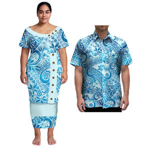Coppia di abbigliamento per il suo & suo hawaiano tribale stampa taglie forti da donna e abiti da Samoa da uomo camicia coppia abbinata Set 2 pz - Product Image 5