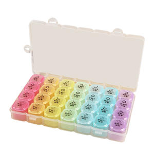 Boîte de distribution de pilules hebdomadaire portable de 7 jours, 28 compartiments, étui en plastique coloré, transparent, rappels, petite taille pour un usage domestique - Product Image 2