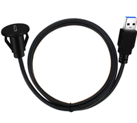 Câble d'extension USB 3.0 mâle vers USB-C 3.0 femelle à montage sur panneau pour tableau de bord de voiture, camion, bateau, moto, 0,9 m