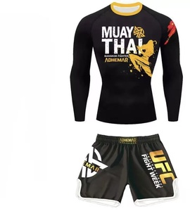 <span class=keywords><strong>Ropa</strong></span> deportiva de <span class=keywords><strong>boxeo</strong></span> y Jiu Jitsu Rash Guard para hombres y mujeres, pantalones cortos de gimnasio, conjunto de camisetas de agarre para entrenamiento de artes marciales - Product Image 5
