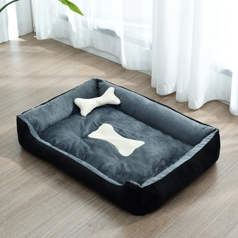 Designer Groothandel Nieuwe Stijl Geruite Rechthoek Bont Sofa Huisdier Zachte Goedkope Hond Bed