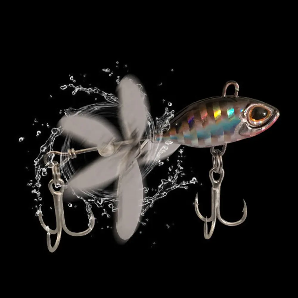 Perfect SP02-14 Spinnerbait 3D Ogen Grote Roterende Spinning Zwemmen Motion Een Stuk Lood Glanzende Pailletten Sinking Pike Bass Lure