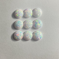 Cabochon Ovale Synthétique Opale Blanc Feu Noir Opale Pierre Flatback Cabochon Opales Gemme