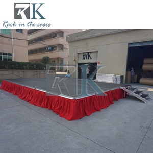 เวทีอลูมิเนียมสำเร็จรูปพร้อมม่านสีแดง เวทีอลูมิเนียมกลางแจ้งแบบสี่ขา สำหรับงานคอนเสิร์ต - Product Image 5
