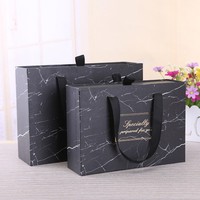 Tiroir de parfum de luxe en carton à texture de marbre noir coulissant pour cadeaux de mariage pour vêtements