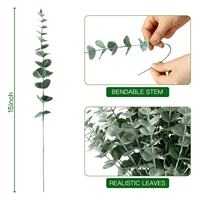 Daun dan Batang Bunga Eucalyptus Sutra Buatan Berkualitas Tinggi YM untuk Buket Rumah dan Kantor untuk Hari Valentine dan Wisuda