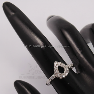 Anillo de Boda Semimontado con Circonita Cúbica en Forma de Pera de 5x7mm, Todos los Tamaños, Plata de Ley 925, Corte Pera, Engaste de Garra, Joyería Elegante para Fiestas - Product Image 1