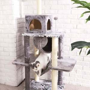 Torre para Gatos Moderna de Madera de Varios Niveles, Alta, Gris, de Piso a Techo, Producto para Mascotas, Árbol para Gatos y Rascador Moderno - Product Image 2