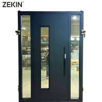 Portes principales de sécurité américaines ZEKIN pour maisons, porte d'entrée en aluminium moulé, porte extérieure de luxe pour villa, porte pivotante d'entrée principale