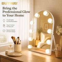 Grand miroir de maquillage arqué avec éclairage LED, 10 LED CRI90, lumière uniforme, Bluetooth, sans fil, tactile, à intensité variable, miroir de salon, vente en gros
