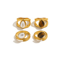 Bagues en acier inoxydable plaqué or 18 carats pour femmes