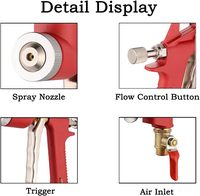 Pistolet de pulvérisation à air comprimé avec godet en aluminium blanc de 6 L (1,45 gallon) pour peinture, avec trémie à air de 4, 6 ou 8 voies
