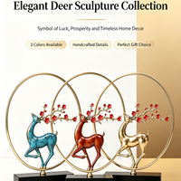Artisanat métallique, sculpture de cerf en laiton pur, plaqué or, base en cristal, décoration de luxe pour la maison, salon, bureau, idées de cadeaux de déménagement
