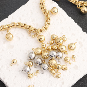 Cuentas facetadas de acero inoxidable chapadas en oro de 18k, colgante de un solo lazo, accesorios de joyería para pulseras y collares DIY. - Product Image 1