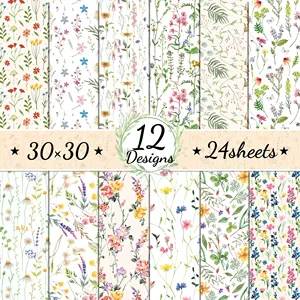 Wildflower Pattern Scrapbook Paper Double-Sided Gift Wrapping DIY Decorative Craft Paper For Wedding Party Supplies