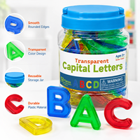 Ensemble de lettres de l'alphabet transparentes 52 pièces, jouet éducatif en plastique pour l'apprentissage des grands caractères, vente en gros pour les salles de classe