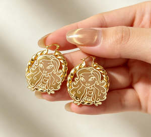 Pendientes Personalizados con Personajes de Dibujos Animados, Pendientes de Aro de Acero Inoxidable con Baño de Oro de 18K para Mujer, Joyería de Moda - Product Image 4