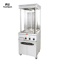 Four à barbecue moyen-oriental au gaz commercial à 8 brûleurs avec armoire, type vertical simple/double shawarma