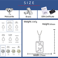 Liontin Dog Tag Berongga 2 Salib Moissanite VVS Buatan Tangan, Teruji dengan Diamond Tester, Lapis Emas 18K, Perhiasan Religius Vintage