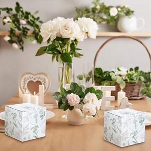 Boîtes cadeaux en papier vert à motifs floraux, style chinoiserie, petites boîtes en papier à fleurs, sacs de fête en papier vert et blanc avec hortensias pour mariage et anniversaire - Product Image 5