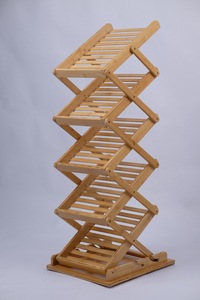 Estante de exhibición de libros plegable de bambú de 5 niveles, soporte para el hogar o la librería, estante de literatura de catálogo de madera para almacenamiento y exposición - Product Image 2